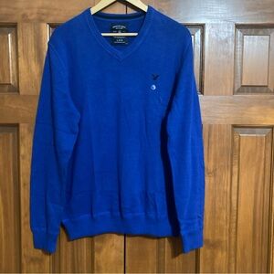 NWT American Eagle Outfitters Royal Blue V-Neck Sweater Mens large cotton